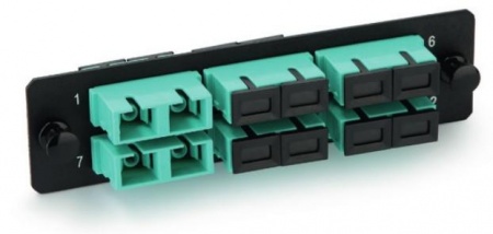 Панель FO-FPM-W120H32-12LC-AQ для FO-19BX с 12 LC адаптерами 12 волокон многомод. OM3/OM4 120х32мм адаптеры а аква (aqua) Hyperline 47885 1202705