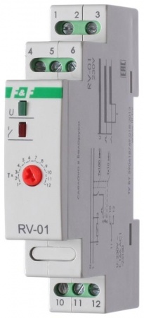 Реле времени RV-01 (задержка вкл. (1..120сек) 230В 16А 1перекл. IP20 монтаж на DIN-рейке) F&F EA02.001.007 253884