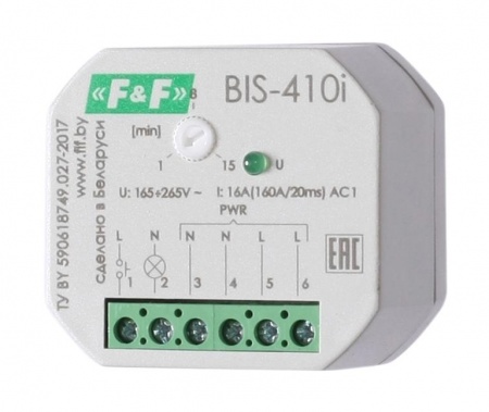 Реле импульсное BIS-410i (установка в монтажную коробку d60мм; с встроенным таймером; для нагрузки с больш. пусков. током (160А/20мс)) F&F EA01.005.016 501731