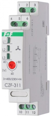 Реле контроля и наличия фаз CZF-311 (3х400/230+N 8А 1Р IP20 регул. порога откл.) F&F EA04.001.006 272356