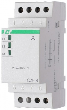 Реле контроля фаз CZF-B (3х400/230+N 8А 1перекл. IP20 монтаж на DIN-рейке) F&F EA04.001.002 294926