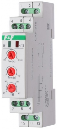 Реле контроля фаз для сетей с изолированной нейтралью CKF-318 (монтаж на DIN-рейке 35мм; регулировка порога отключения; контроль чередования фаз; 3х400В 8А 2P IP20) F&F EA04.004.007 320252