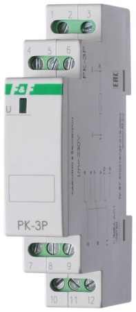 Реле промежуточное PK-3P 24В (монтаж на DIN-рейке 35мм 220В 50Гц 3х8А 3 перекл.) F&F EA06.001.021 469614