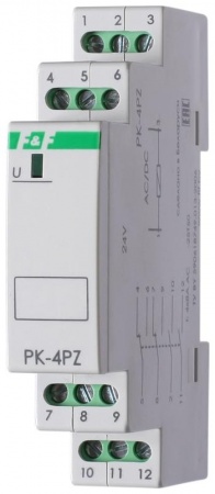 Реле промежуточное PK-4PZ (монтаж на DIN-рейке 35мм 12В AC/DC 4х8А 2P 2Z IP20) F&F EA06.001.014 320992