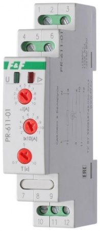 Реле тока РR-611-01 (исп.1 (20-110А); с задержкой отключения; монтаж на DIN-рейке 35мм 230В 10А IP20) F&F EA03.004.003 320156