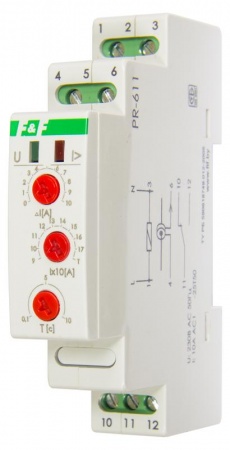 Реле тока РR-611-02 (исп.2 (100-190А); с задержкой отключения; монтаж на DIN-рейке 35мм 230В 10А 1P IP20) F&F EA03.004.004 320157