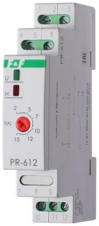 Реле тока РR-612 (2-15А монтаж на DIN-рейке 35мм 230В AC 16А 1перекл IP20) F&F EA03.003.003 257026