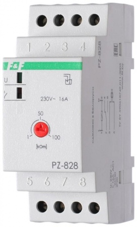 Реле уровня жидкости PZ-828 (без датчика; одноуровн.; 2 модуля; монтаж на DIN-рейке) F&F EA08.001.006 501737