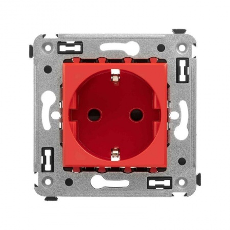 Розетка 3п 2P+E СП Avanti "Красный квадрат" защ. шторки ДКС 4401003 1236196