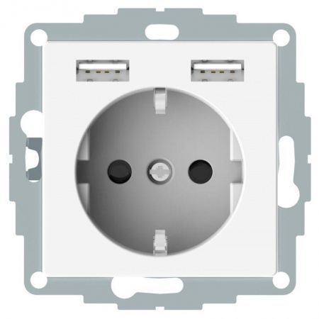 Розетка MERTEN SM Schuko с 2 USB c зарядным устройством 2.4А бел. SchE MTN2366-0319 1240911