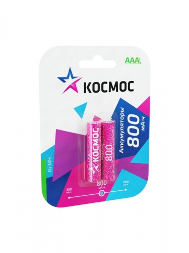 Аккумулятор R03 NI-MH 800мА.ч (блист.2шт) Космос KOCR03NIMH(800MAH) 1102711