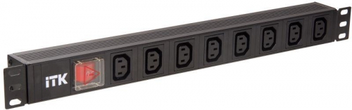 Блок розеток 8 мест PDU 19дюймов IEC320 C13 PH12-8C133 с LED выкл. алюм. профиль1U вход C14 без шнура ITK PH12-8C133 292382