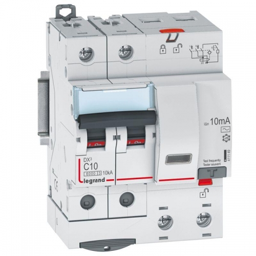 Выключатель автоматический дифференциального тока 2п C 10А 10мА тип AC 6кА DX3 4мод. Leg 411149 1016372