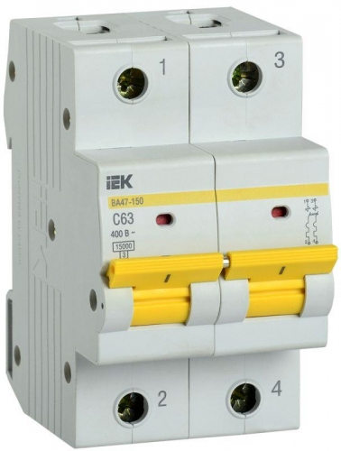 Выключатель автоматический модульный 2п C  63А 15кА ВА47-150 ИЭК MVA50-2-063-C 1241841