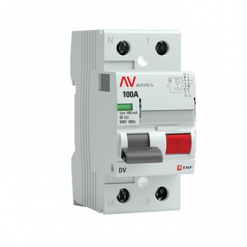 Выключатель дифференциального тока (УЗО) 2п 100А 100мА тип S DV AVERES EKF rccb-2-100-100-s-av 1208860