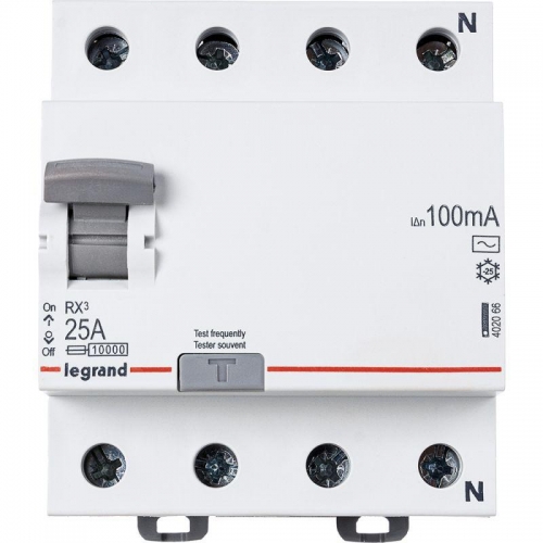 Выключатель дифференциального тока (УЗО) 4п 25А 100мА тип AC RX3 Leg 402066 1199843