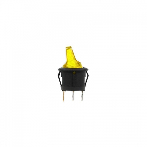 Выключатель клавишный круглый 12В 16А (3с) ON-OFF желт. с подсветкой (RWB-224 SС-214) Rexant 36-2592 499622