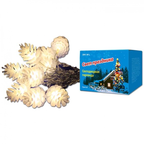 Гирлянда светодиодная «Шишки» ULD-S0280-020/DTA WARM WHITE IP20 PINE CONES 20LED (дл.2.8м) Uniel 9582 440092