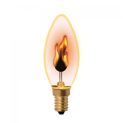 Лампа декоративная IL-N-C35-3/RED-FLAME/E14/CL с типом свечения "эффект пламени" форма "свеча" прозр. упак. картон Uniel UL-00002981 485236