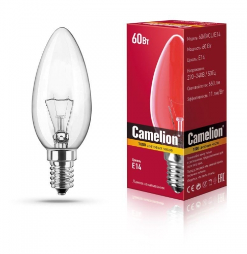 Лампа накаливания MIC B CL 60Вт E14 Camelion 9870 247328
