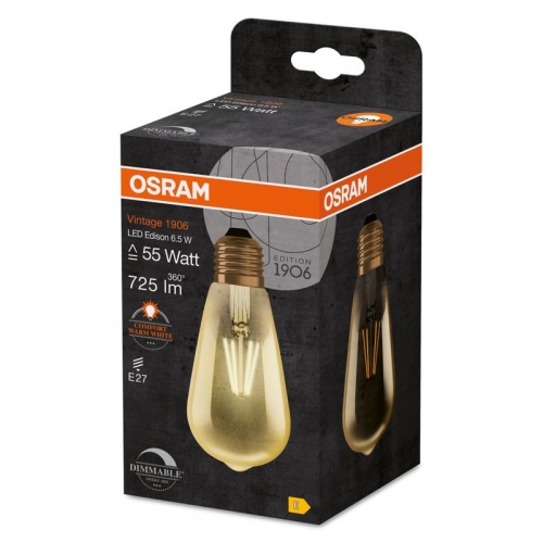 Лампа светодиодная 1906LEDEDISOND6.5W/824 230В FIL GD E27 FS1 OSRAM 4052899972360 1225294