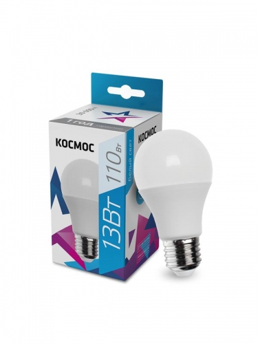 Лампа светодиодная LED BASIC A60 13Вт 220В E27 4500К КОСМОС LkecLED13wA60E2745 452436