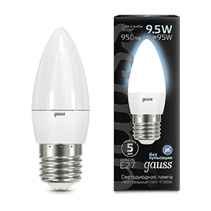 Лампа светодиодная Led Candle E27 9.5Вт 4100К Gauss 103102210 503359