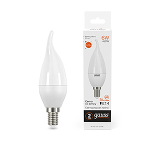 Лампа светодиодная LED Elementary Candle Tailed E14 6Вт 2700К Gauss 34116 469900