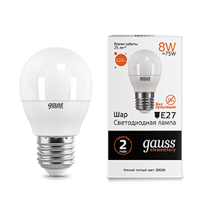 Лампа светодиодная LED Elementary Globe E27 8Вт 2700К Gauss 53218 469864