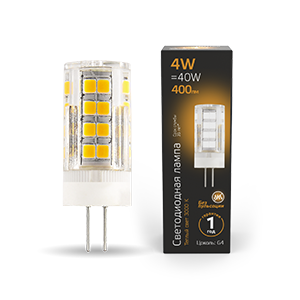 Лампа светодиодная LED G4 4Вт AC185-265В 2700К керамика Gauss 107307104 479958