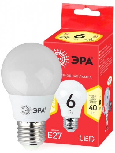 Лампа светодиодная LED smd A55-6w-827-E27 ECO ЭРА Б0028008 1231483