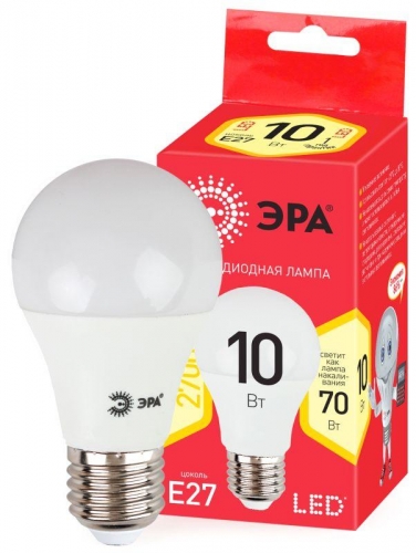 Лампа светодиодная LED smd A60-10w-827-E27_ECO грушевидная ЭРА Б0028006 1231487