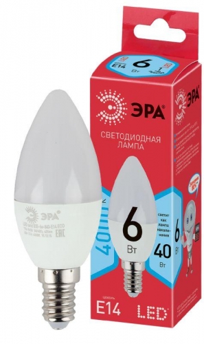 Лампа светодиодная LED smd B35-6w-840-E14_eco ЭРА Б0020619 1231493