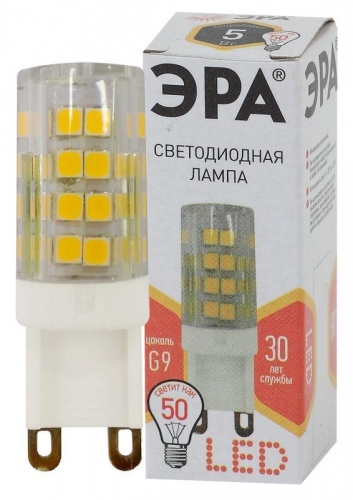 Лампа светодиодная LED smd JCD-5w-220V-corn ceramics-827-G9 ЭРА Б0027863 1231437