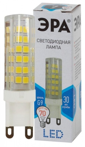 Лампа светодиодная LED smd JCD-7w-220V-corn ceramics-840-G9 ЭРА Б0027866 1231440