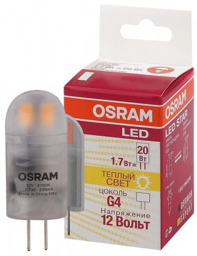 Лампа светодиодная LED STAR PIN20 1.7W/827 12V FR G4 FS1 OSRAM 4058075057142 485576