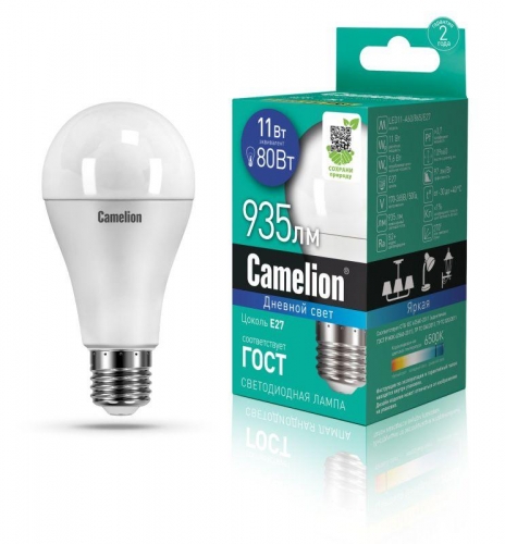 Лампа светодиодная LED11-A60/865/E27 11Вт грушевидная 220В Camelion 12651 465978