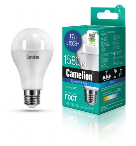 Лампа светодиодная LED17-A65/865/E27 17Вт 220В Camelion 12653 458644