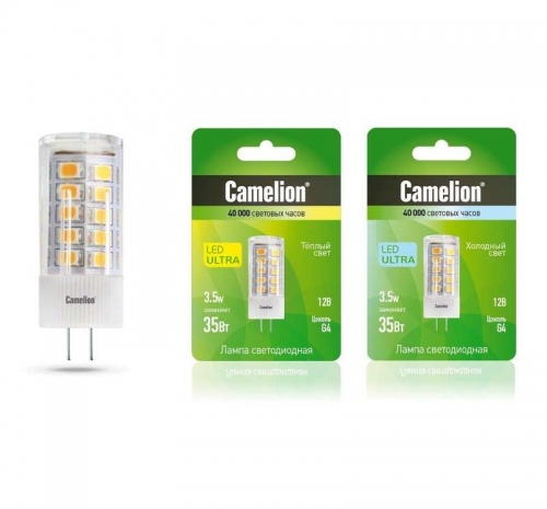 Лампа светодиодная LED3.5-JC/830/G4 3.5Вт 12В AC/DC Camelion 12665 465980