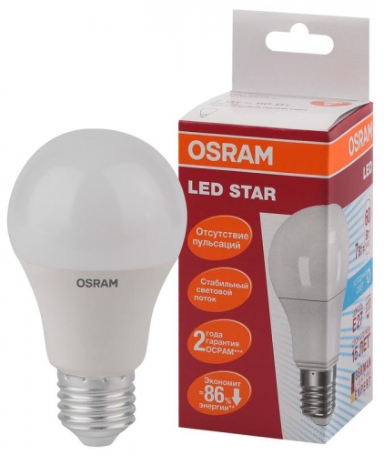 Лампа светодиодная LS CLA60 7W/840 7Вт 4000К бел. E27 650лм 230В FR FS1 OSRAM 4058075096417 1230219