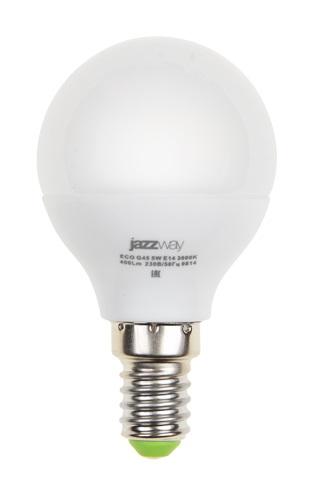 Лампа светодиодная PLED-ECO-G45 5Вт шар 4000К белый E14 400лм 220-240В JazzWay 4690601036926 331821