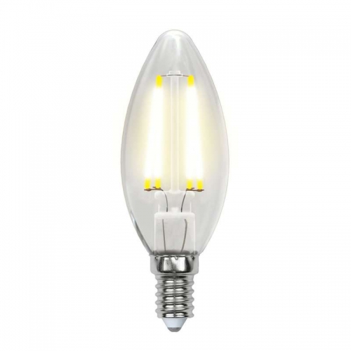 Лампа светодиодная диммируемая LED-C35-5W/WW/E14/CL/DIM GLA01TR форма "свеча" прозр. Air теплый бел. 3000К упак. картон Uniel UL-00002860 485248