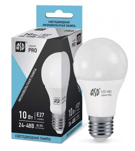 Лампа светодиодная низковольтная LED-MO-24/48В-PRO 10Вт 24-48В E27 4000К 800Лм ASD 4690612006987 463132