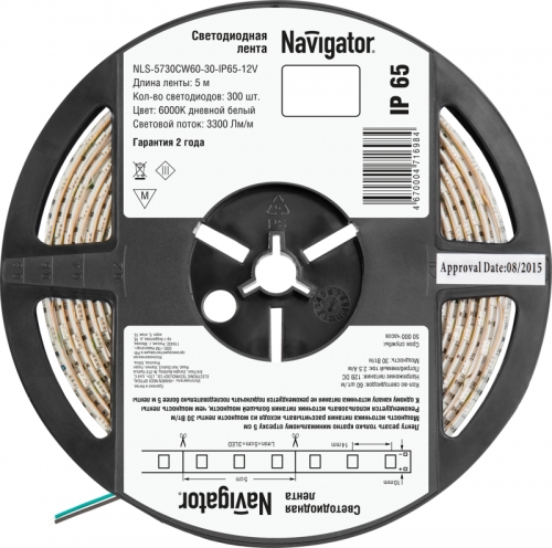 Лента светодиодная 71 698 NLS-5730СW60-30-IP65-12V 30Вт/м (уп.5м) Navigator 71698 407493