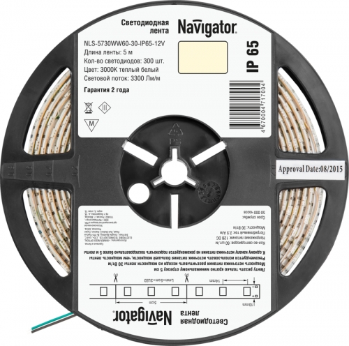 Лента светодиодная 71 700 NLS-5730WW60-30-IP65-12V R5 30Вт/м (уп.5м) Navigator 71700 407498