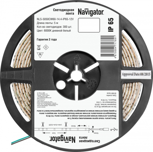 Лента светодиодная 71 769 NLS-5050CW60-14.4-IP65-12V R5 14.4Вт/м (уп.5м) Navigator 71769 406841