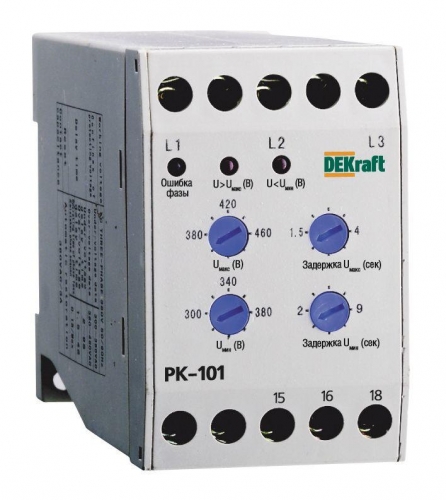 Реле контроля фаз 380В тип01 серии РК-101 DEKraft 23300DEK 200937